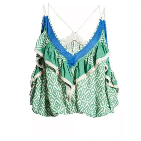 FREE PEOPLE Anika abstract printed Strappy tank top NWT L - Picture 3 of 8